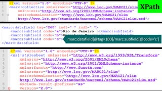 marc:datafield[@tag=100]/marc:subfield[@code='c']
XPath
 
