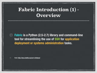 Fabric - a server management tool from Instagram | PDF