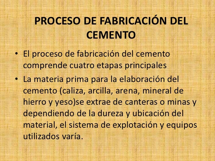 Fabricacion del cemento Fabricacion del cemento