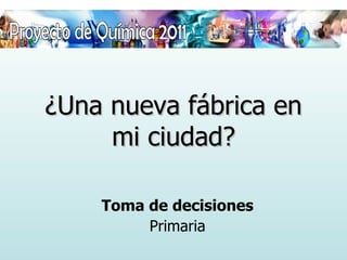 ¿Una nueva fábrica en mi ciudad? Toma de decisiones Primaria 