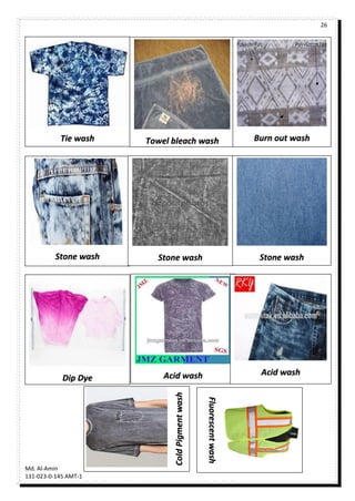 26
Md. Al-Amin
131-023-0-145 AMT-1
Tie wash Towel bleach wash Burn out wash
Stone wash Stone wash Stone wash
Dip Dye Acid wash Acid wash
ColdPigmentwash
Fluorescentwash
 