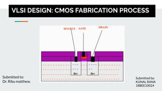 VLSI DESIGN: CMOS FABRICATION PROCESS
Submitted to:
Dr. Ribu matthew.
Submitted by:
KUNAL RANA
18BEE10024
 