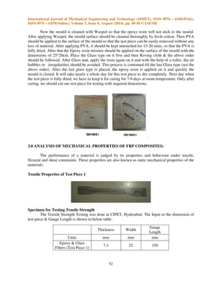 FABRICATION AND ANALYSIS OF MECHANICAL PROPERTIES OF FRP COMPOSITES | PDF