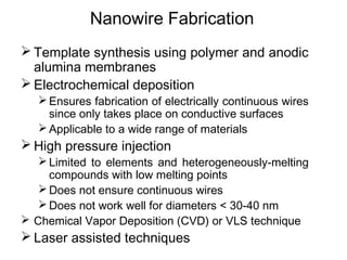 Fabrication and characterization of nanowire devices | PPT
