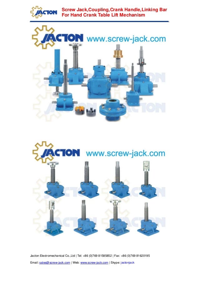 Fabrication hand crank linear actuator lift table, building crank