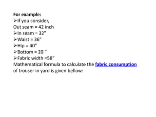 Fabric Consumption Formula  PDF  Seam Sewing  Clothing