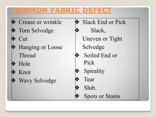 Fabric defect details in a g=complete garment | PPTX