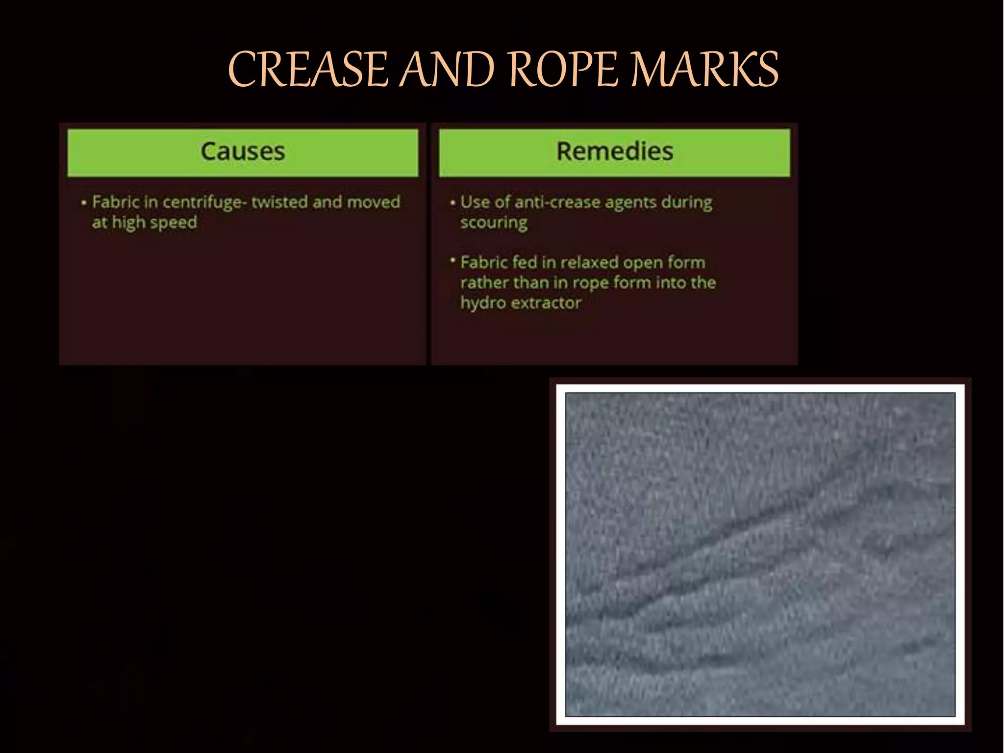 CREASE AND ROPE MARKS
 