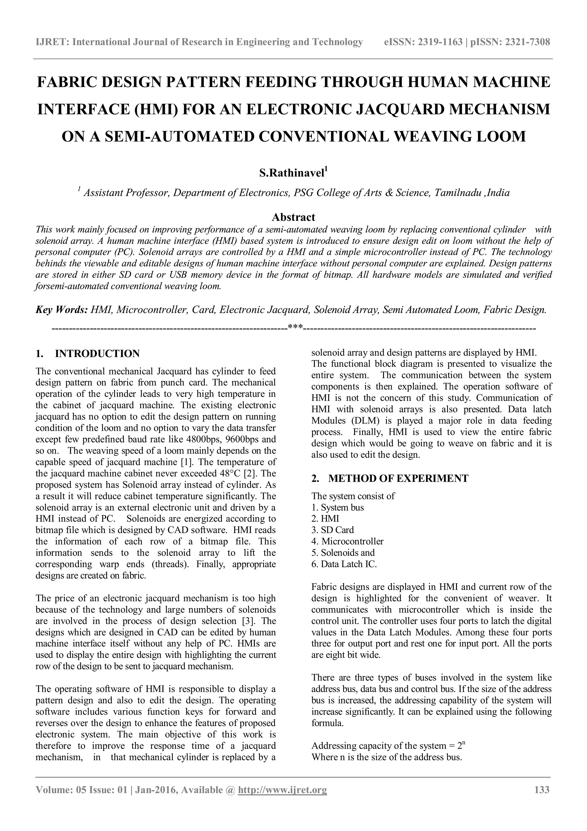 Fabric design pattern feeding through human machine interface (hmi) for ...