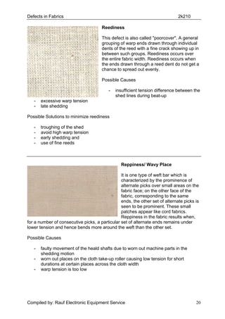 Reed Line Defect Fabric faults | PDF