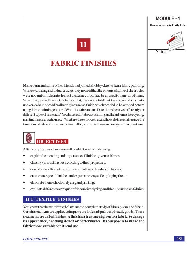 Fabric finishes