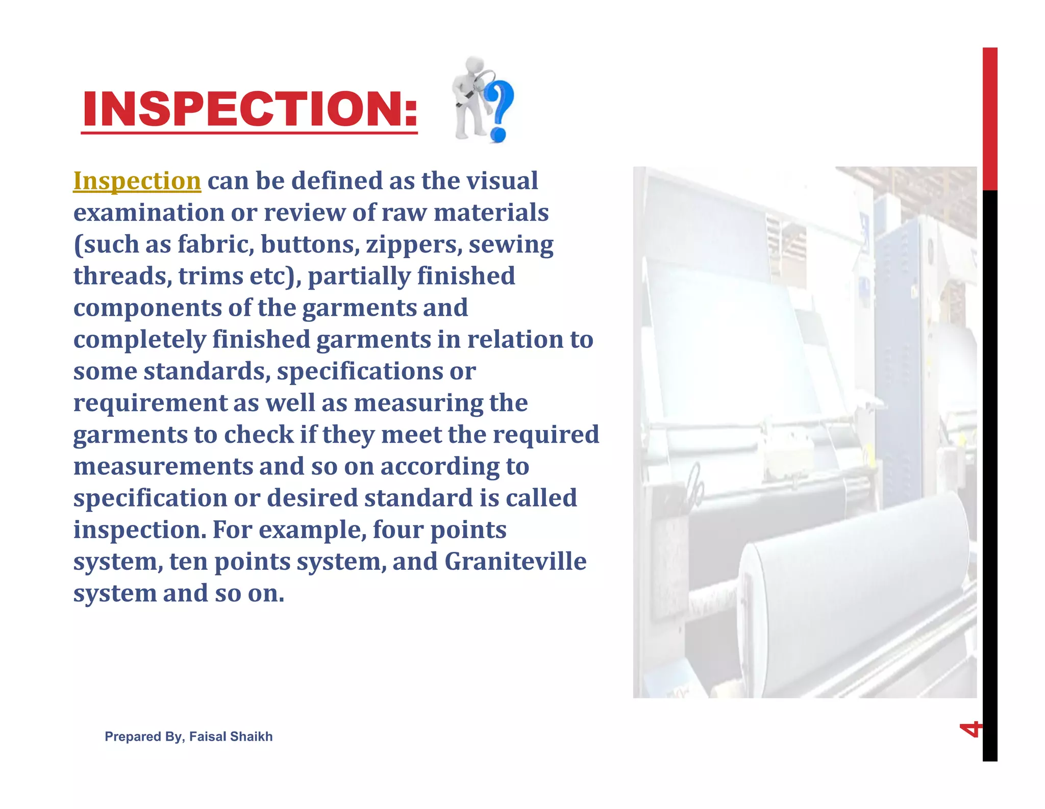Fabric inspection procedure and calculations by faisal shaikh | PPT