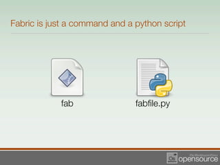 Fabric is just a command and a python script




            fab                fabﬁle.py
 