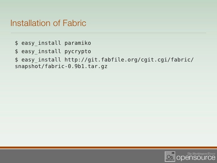 Pythonic Deployment with Fabric 0.9