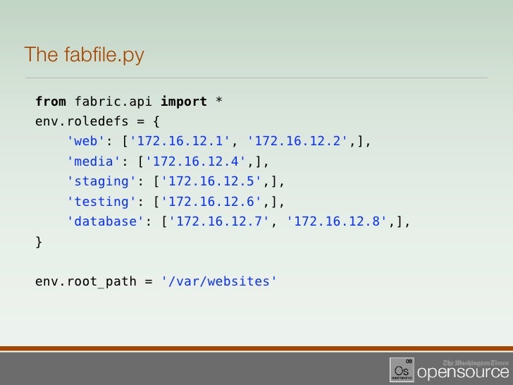 Pythonic Deployment with Fabric 0.9
