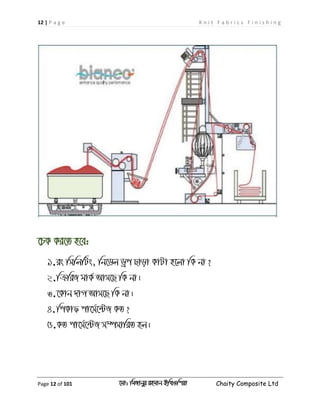 12 | P a g e K n i t F a b r i c s F i n i s h i n g
Page 12 of 101 ‡gv: wgRvbyi ingvb Bw_Iwcqv Chaity Composite Ltd
‡PK Ki‡Z n‡e:
1.is wmwjwUs, wb‡Wj Wªc Qvov KvUv n‡jv wK bv?
2.wµwiR gvK© Avm‡Q wK bv|
3.‡Kvb `vM Avm‡Q wK bv|
4.wcKvd cv‡m©‡›UR KZ?
5.KZ cv‡m©‡›UR m¤úmvwiZ nj|
 