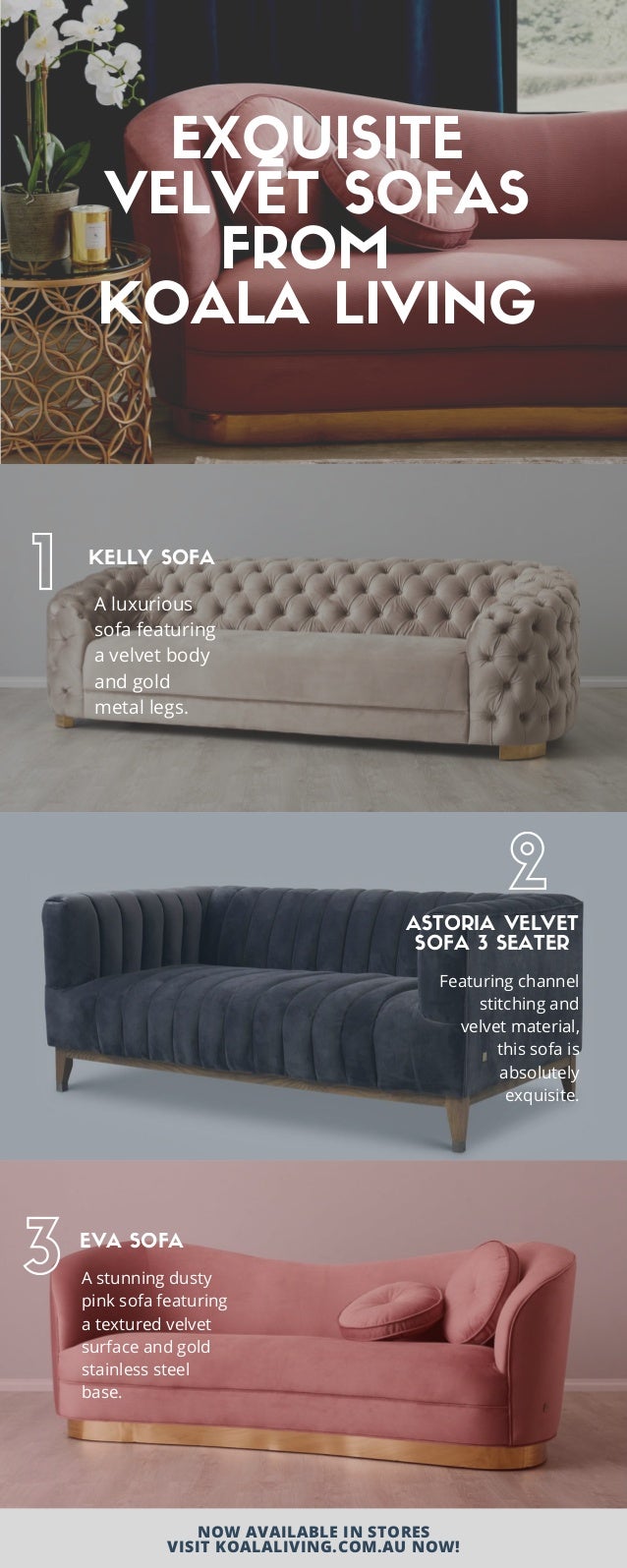 Exquisite Velvet Sofas From Koala Living