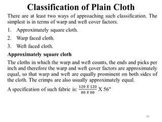 Classification of Plain Cloth
39
 