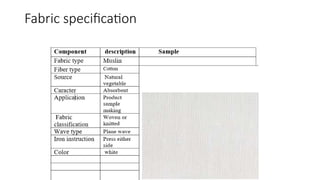 Fabric specification
 