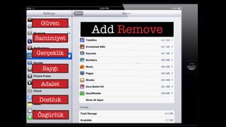 Add Remove
Güven
Samimiyet
Gerçeklik
Adalet
Özgürlük
Dostluk
Saygı
 