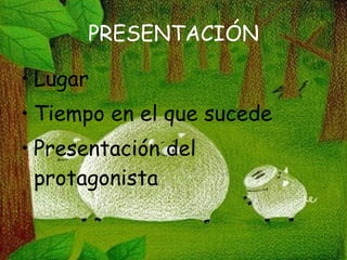 PRESENTACIÓN Lugar Tiempo en el que sucede Presentación del protagonista 