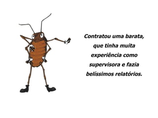 Contratou uma barata, que tinha muita experiência como supervisora e fazia belíssimos relatórios. 