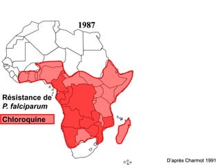 1987
Résistance de
P. falciparum
Chloroquine
D’après Charmot 1991
 