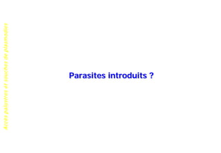 Accèspalustresetsouchesdeplasmodies
Parasites introduits ?
 