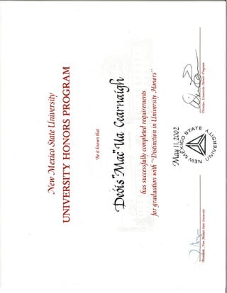 Honors certificate