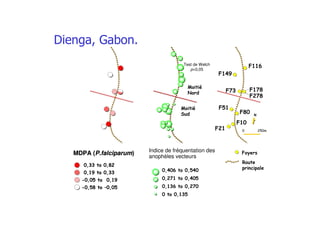 !
"
! "
%
%
&
' !
' $
' "#
' "#
'"
'#
'
'
'
N
'Indice de fréquentation des
anophèles vecteurs
MDPAMDPA ((P.falciparumP.falciparum))
##
$$
(( $$
(( ## ))
& $ '
Test de Welch
p<0,05
 