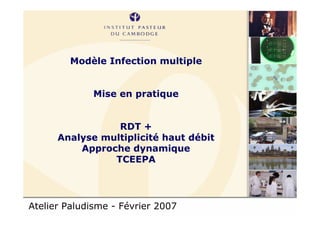 Atelier Paludisme - Février 2007
Modèle Infection multiple
Mise en pratique
RDT +
Analyse multiplicité haut débit
Approche dynamique
TCEEPA
 