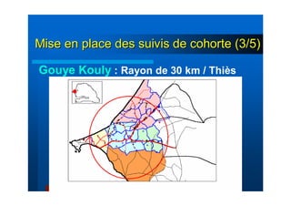 Gouye Kouly : Rayon de 30 km / Thiès
Mise en place des suivis de cohorte (3/5)Mise en place des suivis de cohorte (3/5)
 