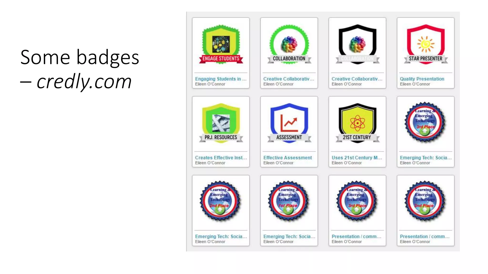 Some badges
– credly.com
 