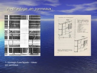 A - Montage en panneaux :A - Montage en panneaux :
1- montage d’une façade – rideau
par panneaux
 