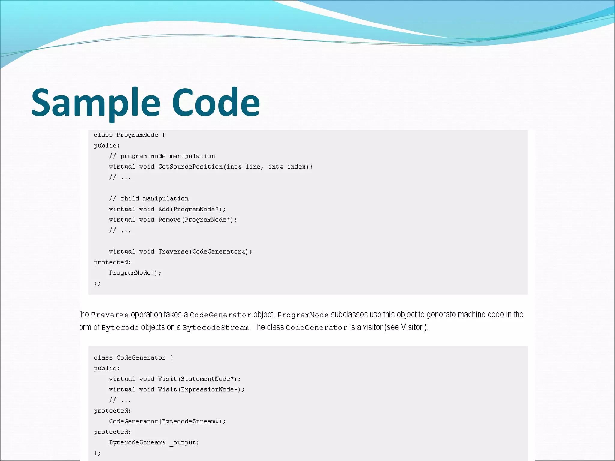 Sample Code
 