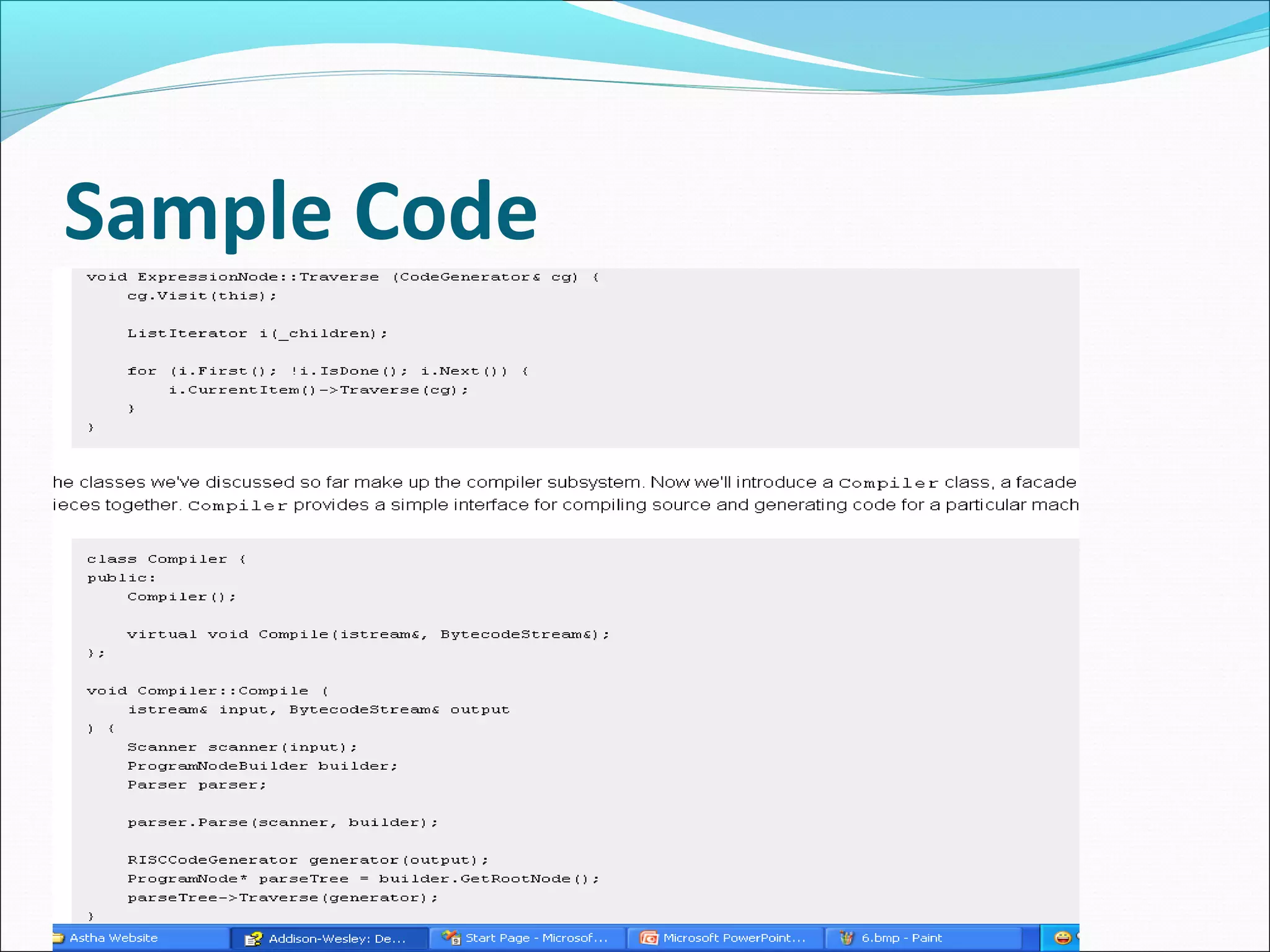 Sample Code
 