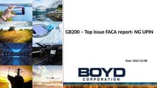 Faca Report Comprehensive Analysis and Corrective Actions for NG UPIN Defects in ...