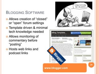 ENGAGING THE MILLENNIALSNow being introduced into the Blackboard/WebCT environment are programs such as Wimba and ElluminatePermit the integration of different technologies such as synchronized chat, use of Whiteboard, online text messaging, and display of PowerPoints with voice accompaniment Other innovative practices that are being implemented includeuser-created contentsocial networking virtual worlds and avatar creation use of mobile phones for course content deliveryand multiplayer educational gaming.18