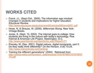 ENGAGING THE MILLENNIALSThe textbook industry recognizes the millennial students’ ability to be interactive to work in group activitiesto multi-taskand access information in an expedient manner from faculty as well as other group members—and the publishers are providing technological tools for teachers to incorporate into their pedagogy to engage the millennial learner.  	28