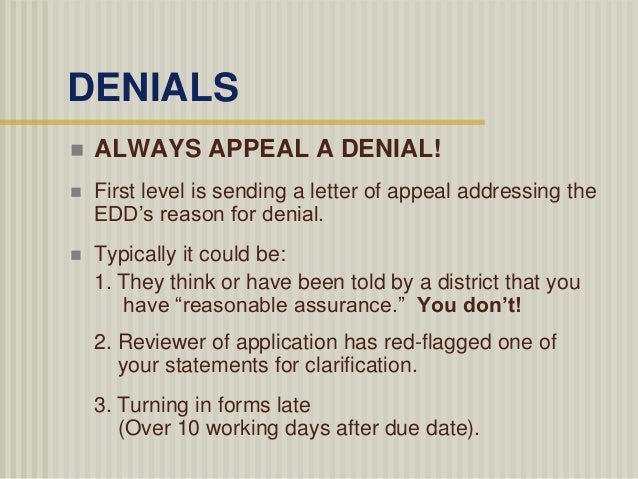 edd appeal letter