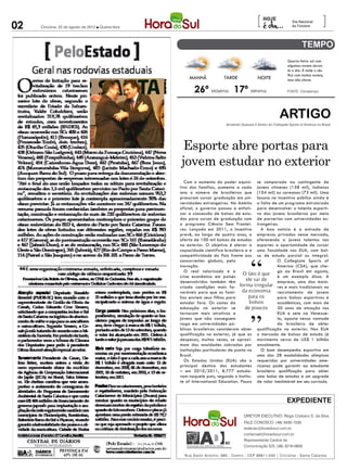 02   Criciúma, 22 de agosto de 2012 l Quarta-feira
                                                                                                [                      Dia Nacional
                                                                                                                       do Folclore
                                                                                                                                           ]

                                                                                                                    Quarta-feira: sol com
                                                                                                                    algumas nuvens duran-
                                                                                                                    te o dia. À noite o céu
                                                                                                                    fica com muitas nuvens,
                                                         MANHÃ             TARDE                 NOITE              mas não chove.

                                                            26º Máxima 17º Mínima                                   FONTE: Climatempo




                                                                                                               ARTIGO
                                                                             Armando Guevara é diretor do Collegiate Sports of America no Brasil.




                                                     Esporte abre portas para
                                                     jovem estudar no exterior
                                                        Com o aumento do poder aquisi- se comparado ao contingente de
                                                     tivo das famílias, aumenta a cada jovens chineses (158 mil), indianos
                                                     ano o número de brasileiros que (104 mil) ou coreanos (73 mil). Uma
                                                     procuram cursar graduação em uni- lacuna no incentivo público ainda é
                                                     versidades estrangeiras. No âmbito a falta de um programa estruturado
                                                     oficial, o governo passou a enfati- para desenvolver o talento esporti-
                                                     zar a concessão de bolsas de estu- vo dos jovens brasileiros por meio
                                                     dos para cursos de graduação com de parcerias com universidades es-
                                                     o programa Ciência Sem Frontei- trangeiras.
                                                     ras. Lançado em 2011, o incentivo         A boa notícia é a entrada de
                                                     prevê, ao longo de quatro anos, a empresas privadas nesse mercado,
                                                     oferta de 100 mil bolsas de estudos oferecendo a jovens talentos nos
                                                     no exterior. O objetivo é elevar a esportes a oportunidade de cursar
                                                     capacidade científica brasileira e a uma faculdade nos EUA, com bol-
                                                     competitividade do País frente aos sa de estudo parcial ou integral.
                                                     concorrentes globais, pela                      O Collegiate Sports of
                                                     inovação.                                       America (CSA), que che-
                                                        O real valorizado e a                        ga ao Brasil em agosto,
                                                     crise econômica em países
                                                                                      O fato é que é um exemplo disso. A
                                                     desenvolvidos também têm          ele sai de    empresa, uma das maio-
                                                     criado condições mais fa-      forma irregular res e mais tradicionais no
                                                     voráveis para que as famí- da economia recrutamento de jovens
                                                     lias enviem seus filhos para       para os      para bolsas esportivas e
                                                     estudar fora. Os custos da          bolsos      acadêmicas, com mais de
                                                     educação no exterior se           de poucos     30 anos de atuação nos
                                                     tornaram mais atrativos e                       EUA e sete na Venezue-
                                                     jovens que não conseguem                        la, aposta nessa vontade
                                                     vaga em universidades pú-                       do brasileiro de obter
                                                     blicas brasileiras consideram obter qualificação no exterior. Nos EUA
                                                     qualificação no exterior, já que as o mercado de bolsas de estudo já
                                                     despesas, muitas vezes, se aproxi- movimenta cerca de US$ 1 bilhão
                                                     mam das anuidades cobradas por anualmente.
                                                     instituições particulares de ponta no     O bom desempenho esportivo em
                                                     Brasil.                                uma das 28 modalidades olímpicas
                                                        Os Estados Unidos (EUA) são o requeridas por universidades ame-
                                                     principal destino dos estudantes ricanas pode garantir ao estudante
                                                     – em 2010/2011, 8.777 estuda- brasileiro qualificação para obter
                                                     vam naquele país, segundo o Institu- uma bolsa de estudos e um upgrade
                                                     te of International Education. Pouco de valor inestimável em seu currículo.



                                                                                                                    expediente

                                                                                        DIRETOR EXECUTIVO: Régis Cristiano S. da Silva
                                                                                        FALE CONOSCO: (48) 3430-1530
                                                                                        redacao@horadosul.com.br
                                                                                        comercial@horadosul.com.br
                                                                                        Representante Central de
                                                                                        Comunicação S/S, (48) 3216-0600

                                                       Rua Santo Antonio, 680 - Centro - CEP 88811-040 | Criciúma - Santa Catarina
 