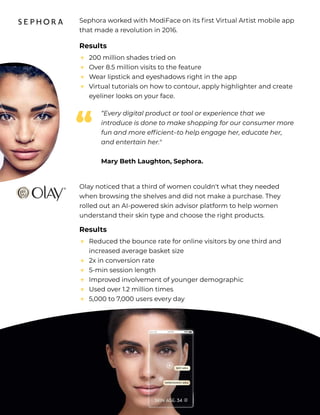 Sephora worked with ModiFace on its first Virtual Artist mobile app
that made a revolution in 2016.
Olay noticed that a th...