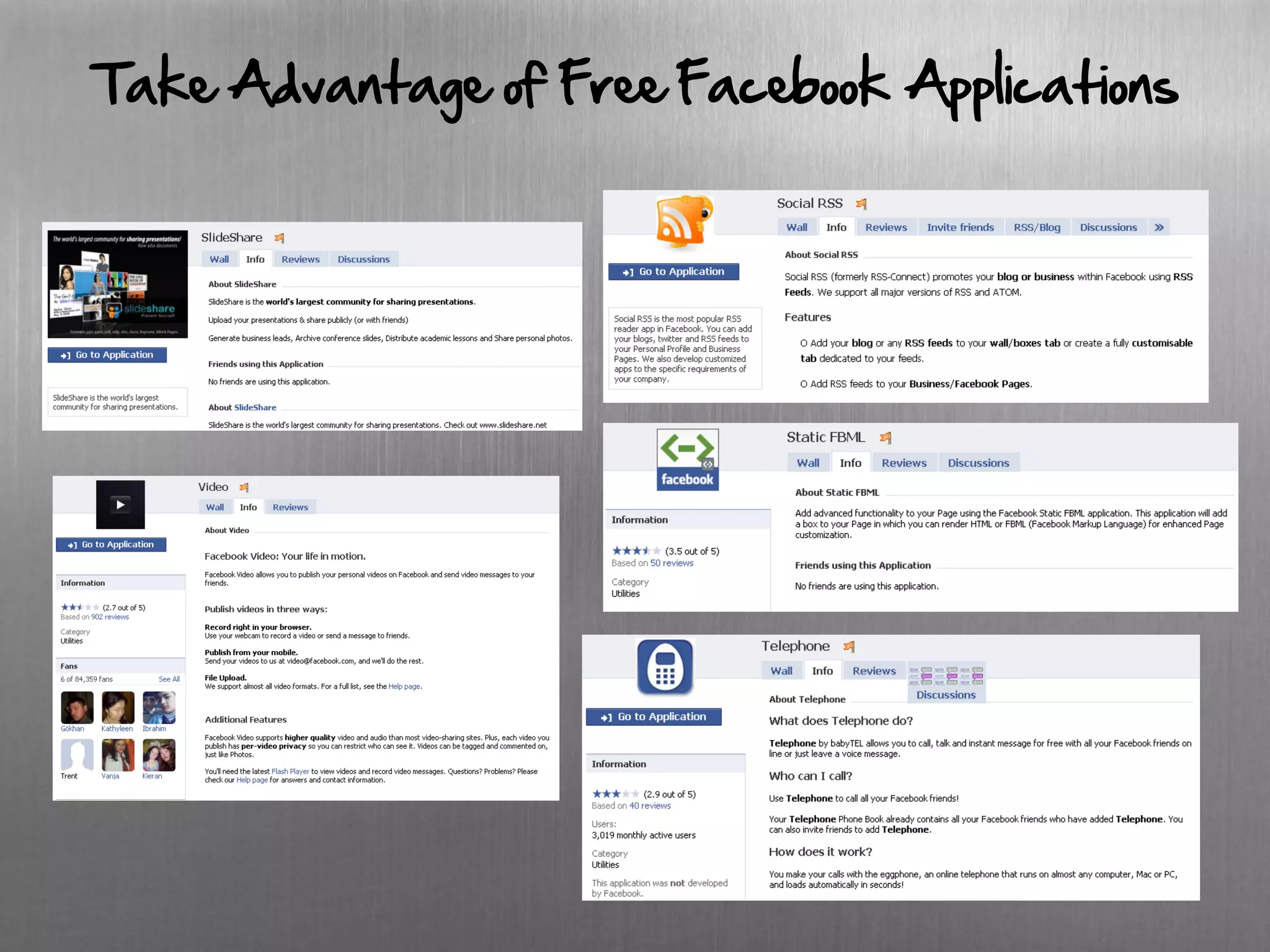 Take Advantage of Free Facebook Applications
 