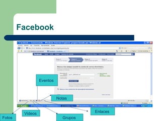 Facebook
Fotos
Videos
Grupos
Eventos
Notas
Enlaces
 