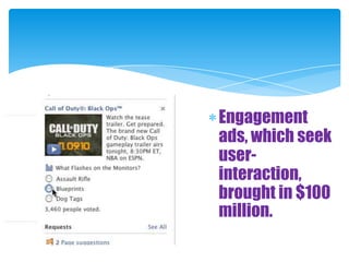 Engagement ads, which seek user-interaction, brought in $100 million.