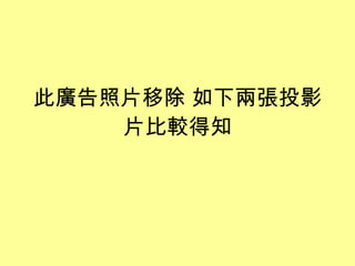 此廣告照片移除 如下兩張投影片比較得知 