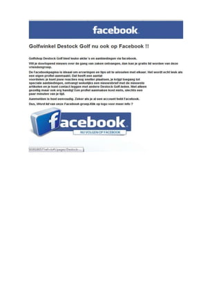 Word lid van onze Facebook-groep Destock Golf