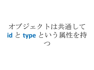 オブジェクトは共通して
id と type という属性を持
           つ
 