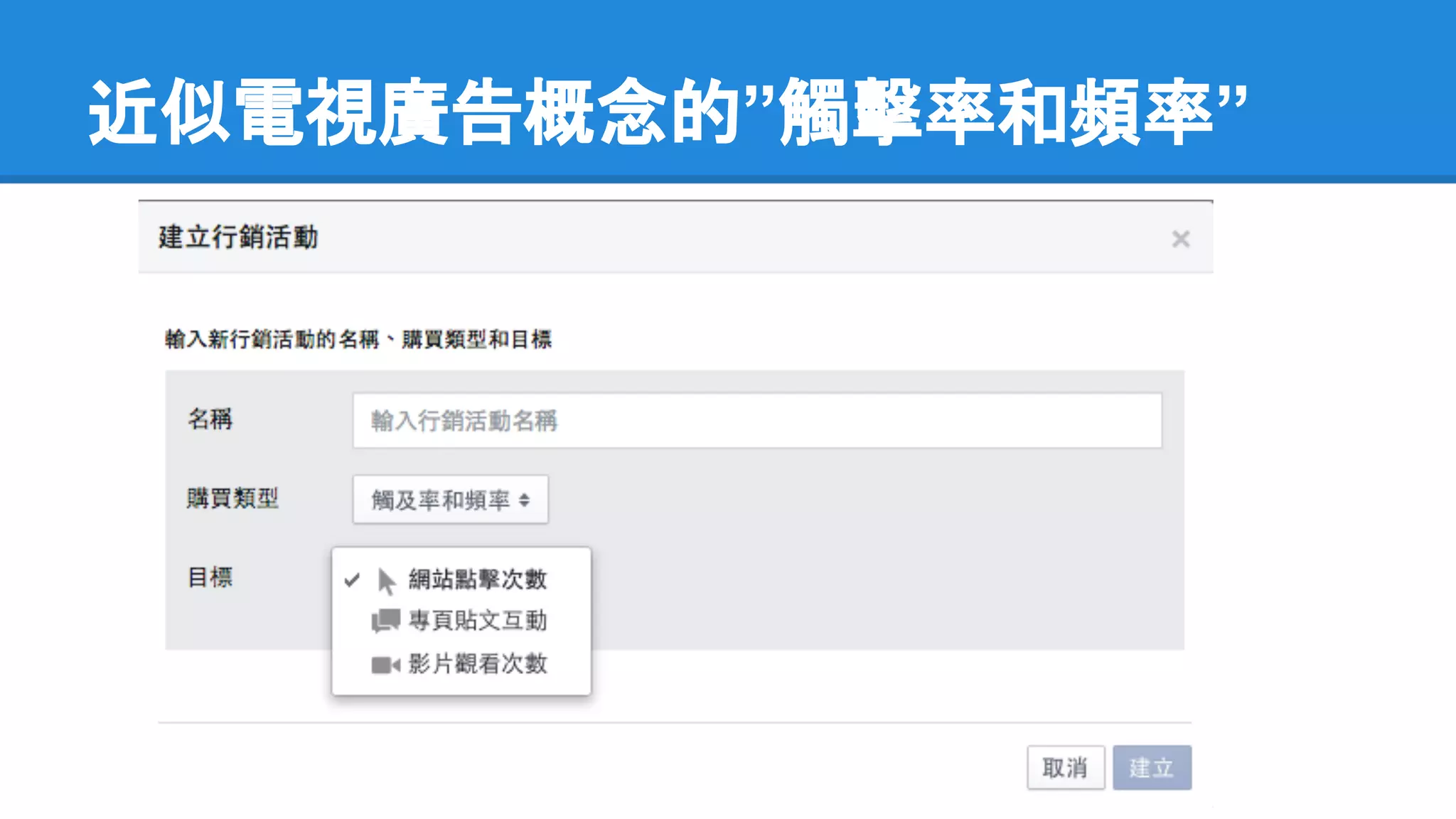 近似電視廣告概念的”觸擊率和頻率” 
 