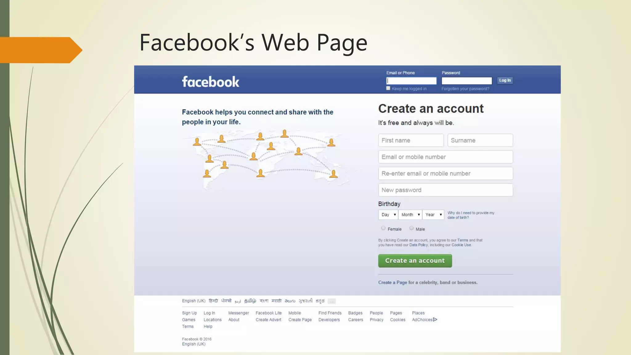 Facebook’s Web Page
 